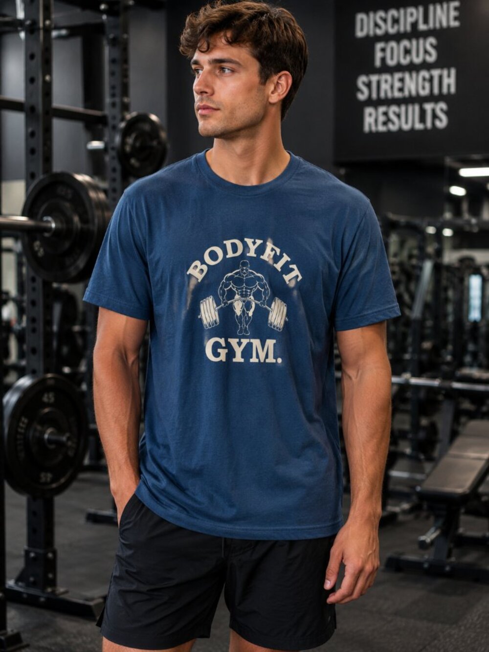 Next Level Bodyfit Gym Men’s XL Blue Graphic T-Shirt Weightlifting Fitness